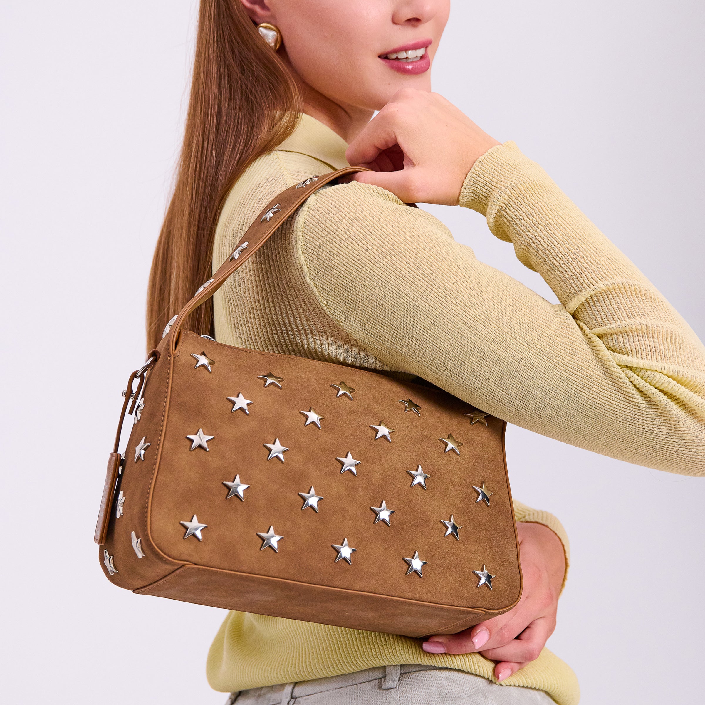 Borsa a spalla media Elena colore legno - Borse a Spalla Donna | Le Pandorine