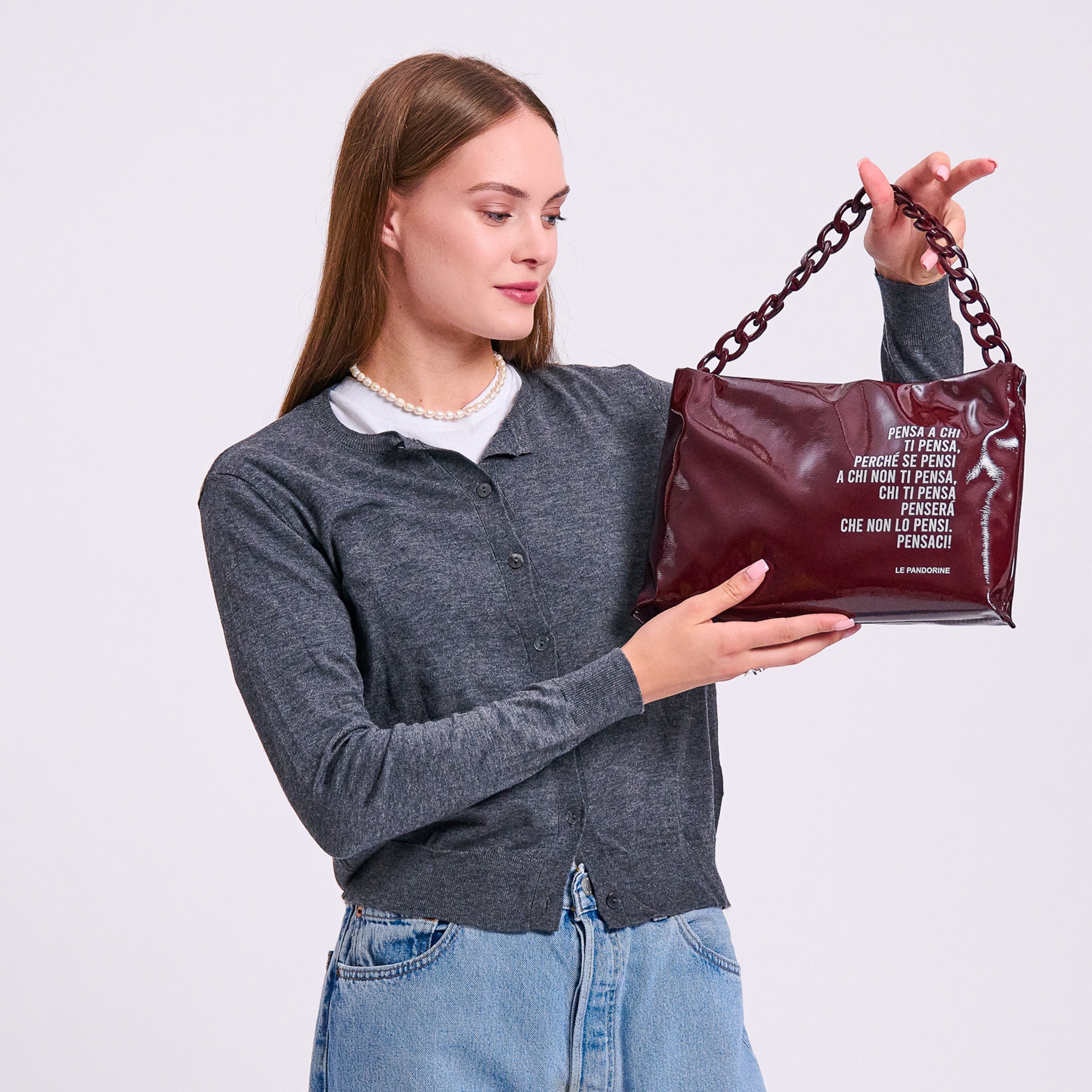 PF2516B23.C23 - Bordeaux malika medium clutch - RED | Le Pandorine