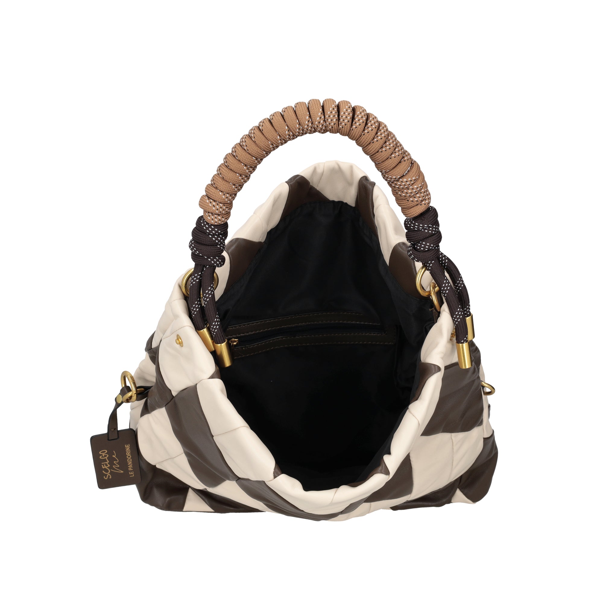 Borsa a spalla grande Arlecchino colore ecru - Borse a Spalla Donna | Le Pandorine