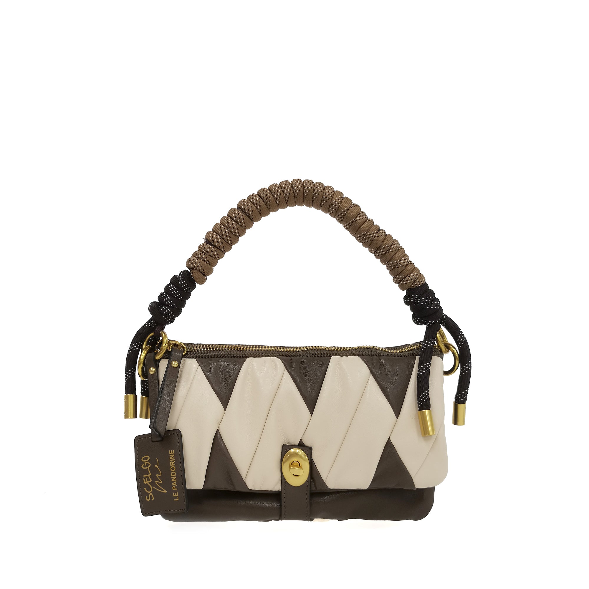 PF2518B12.C15 - Ecru arlecchino double clutch - NATURAL | Le Pandorine