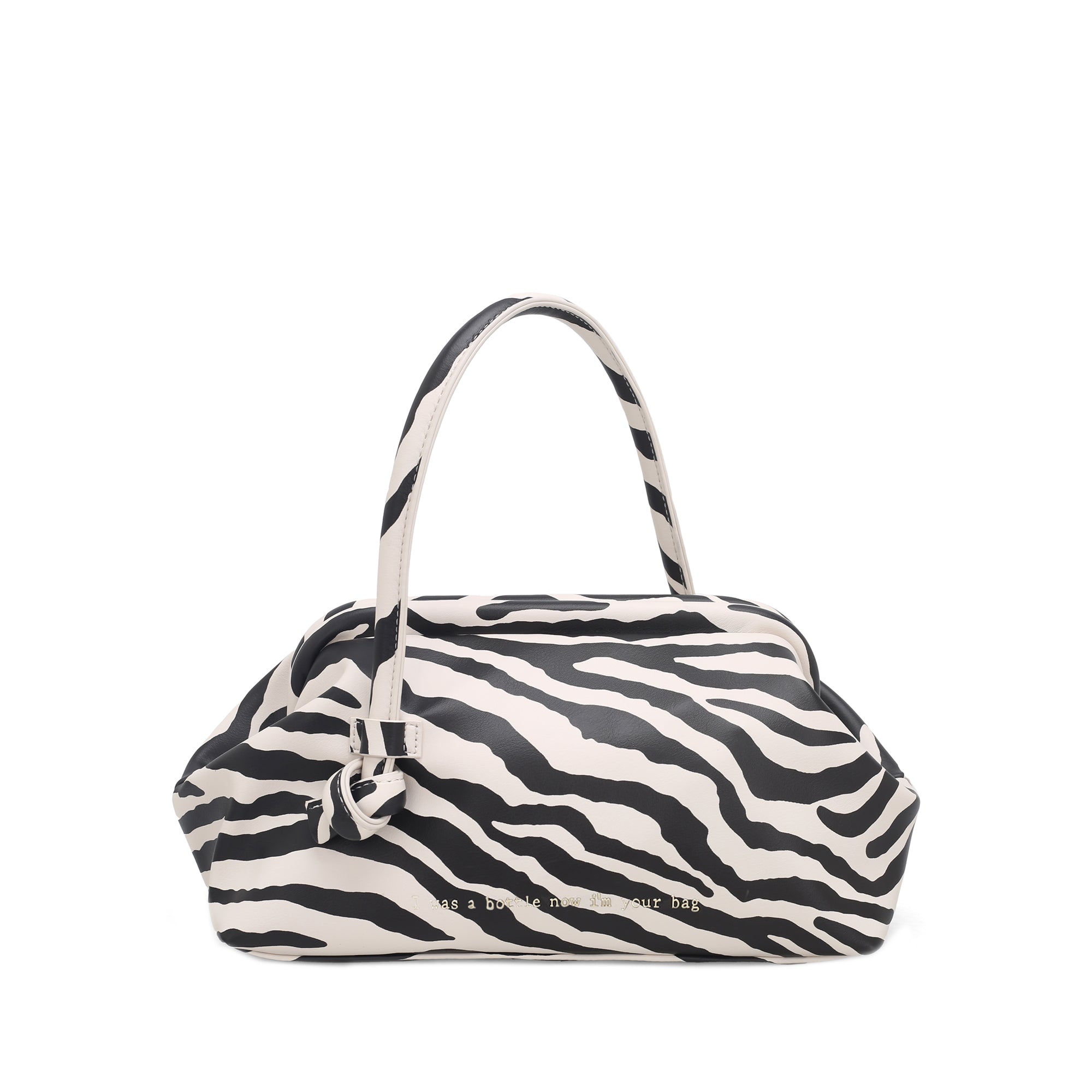 Borsa a mano media Bottle colore zebra beige/nero | Le Pandorine
