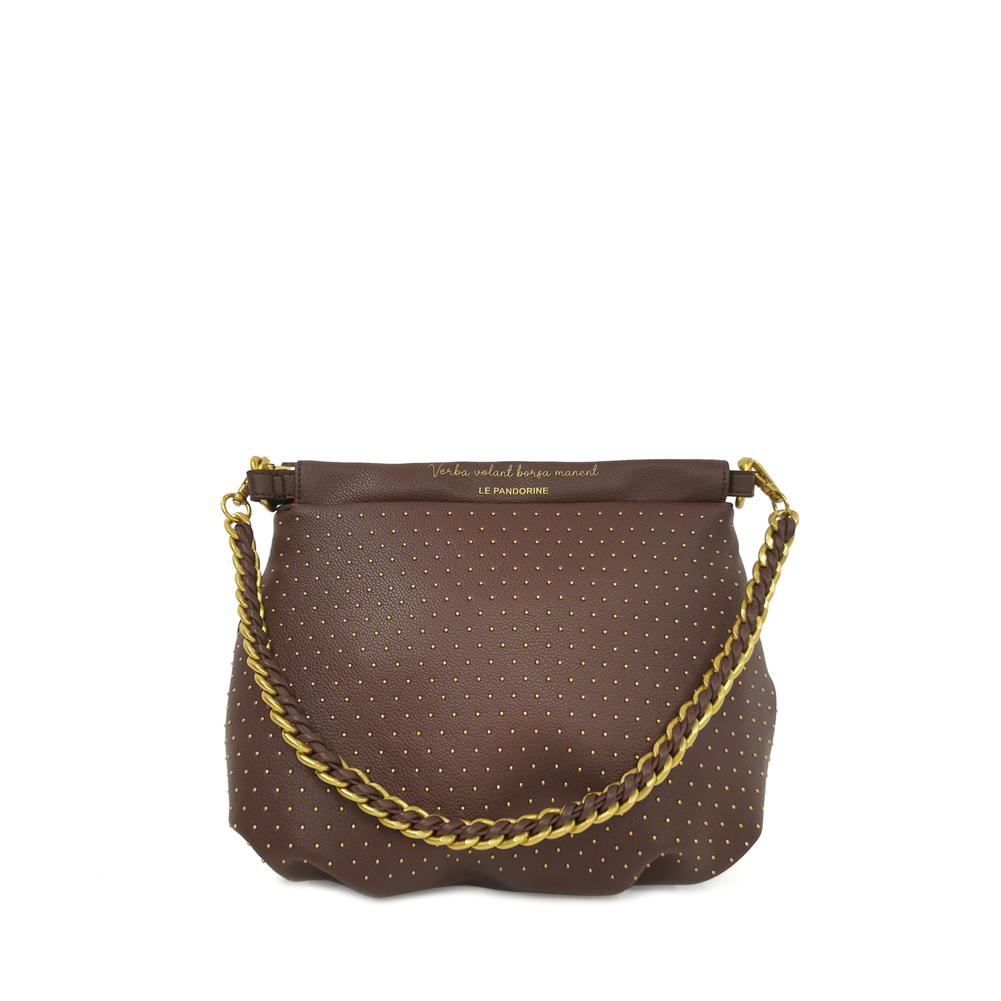 PF256B582.C60 - Dark brown brenda medium clutch - BROWN | Le Pandorine