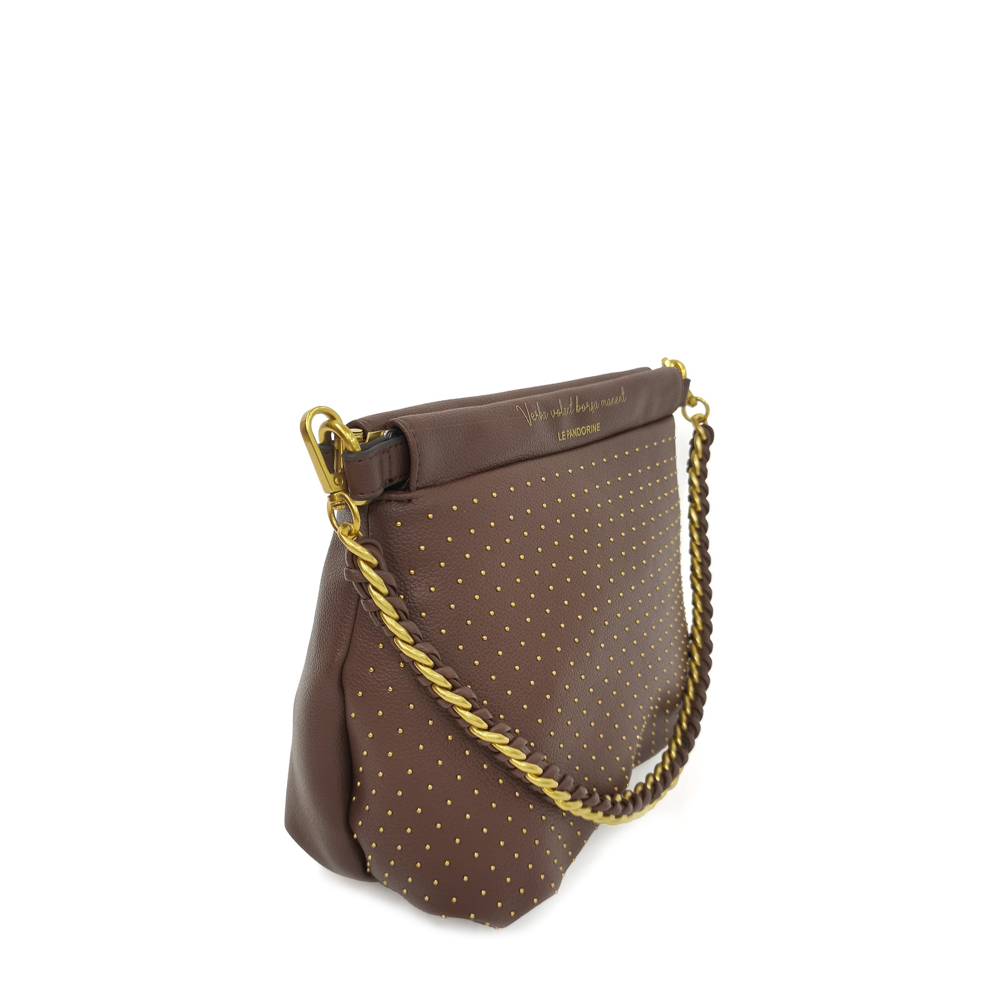 PF256B582.C60 - Dark brown brenda medium clutch - BROWN | Le Pandorine