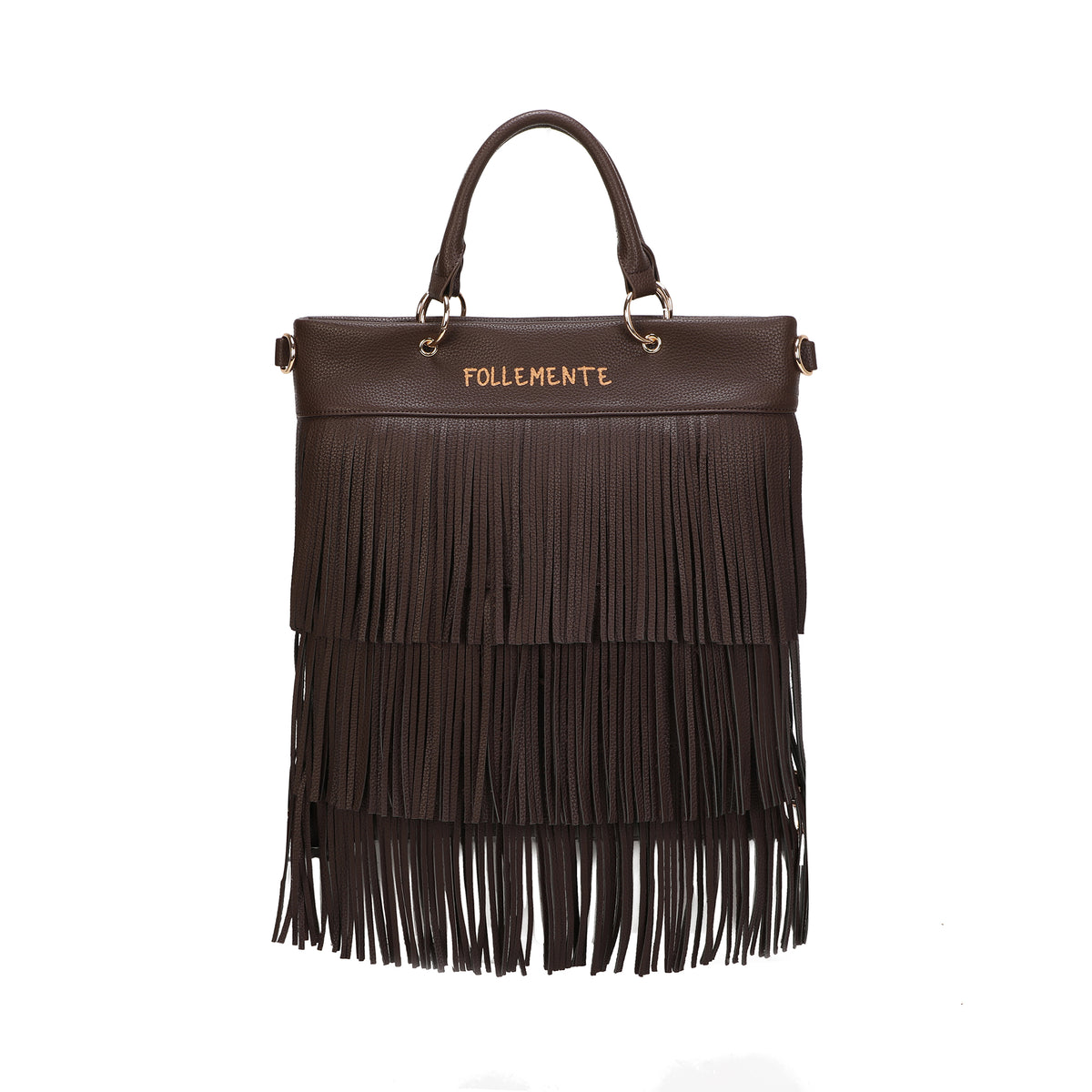 Borsa zaino Dallas trasformabile con frange colore testa di moro - Borse Donna | Le Pandorine