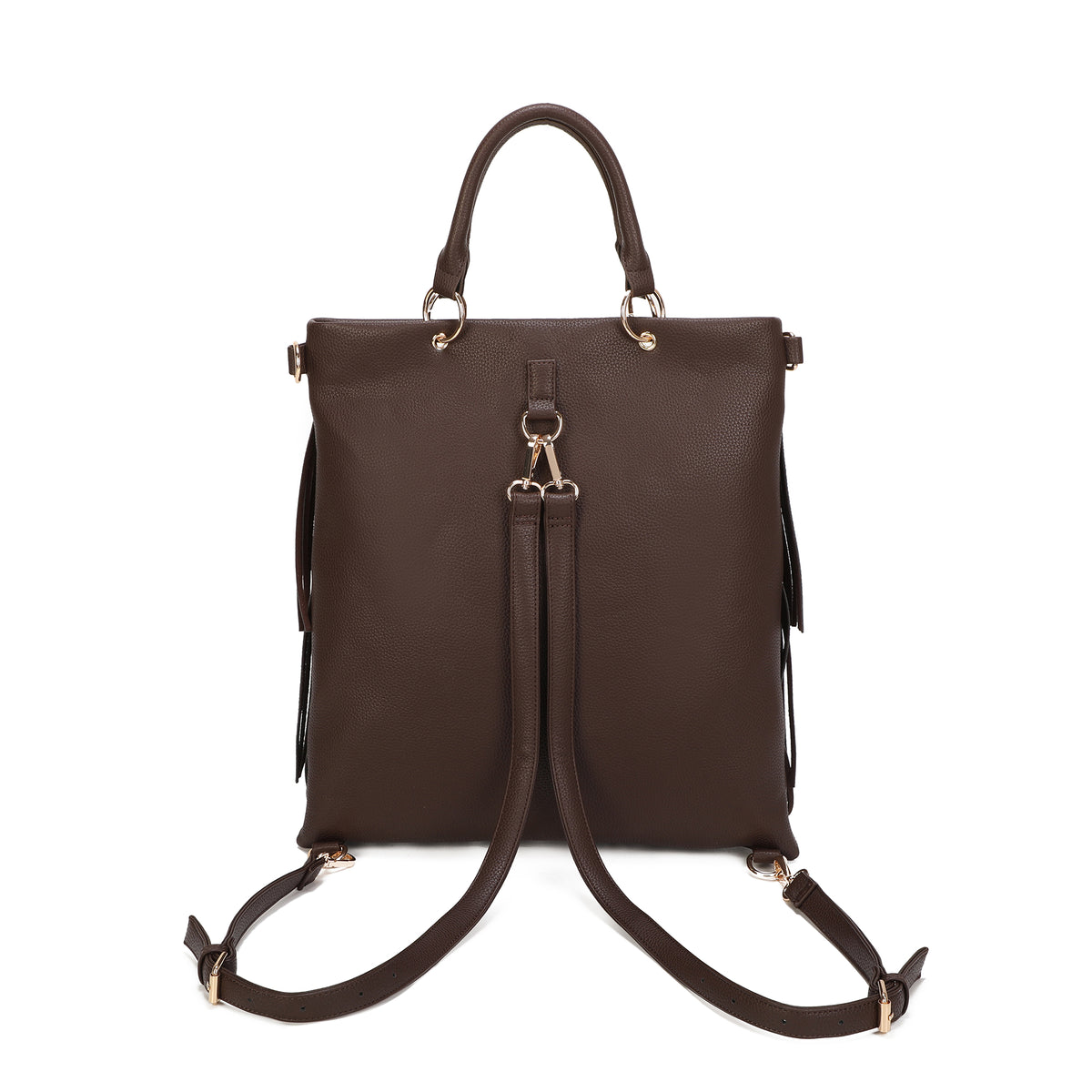Borsa zaino Dallas trasformabile con frange colore testa di moro - Borse Donna | Le Pandorine