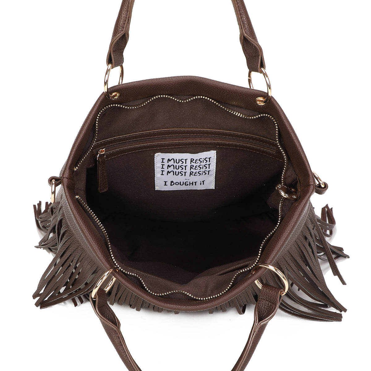 Borsa zaino Dallas trasformabile con frange colore testa di moro - Borse Donna | Le Pandorine