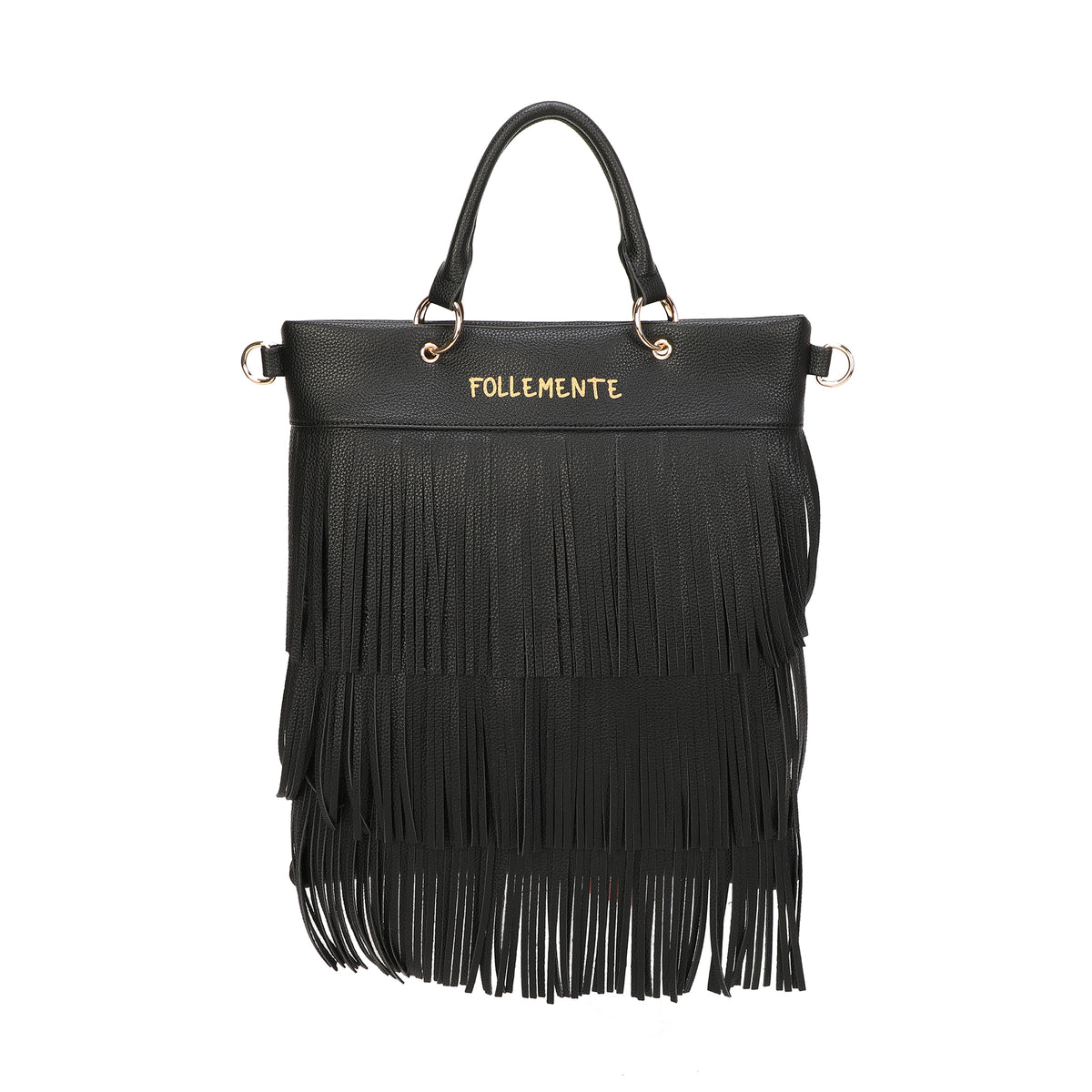 Borsa zaino Dallas trasformabile con frange colore nero - Borse Donna | Le Pandorine