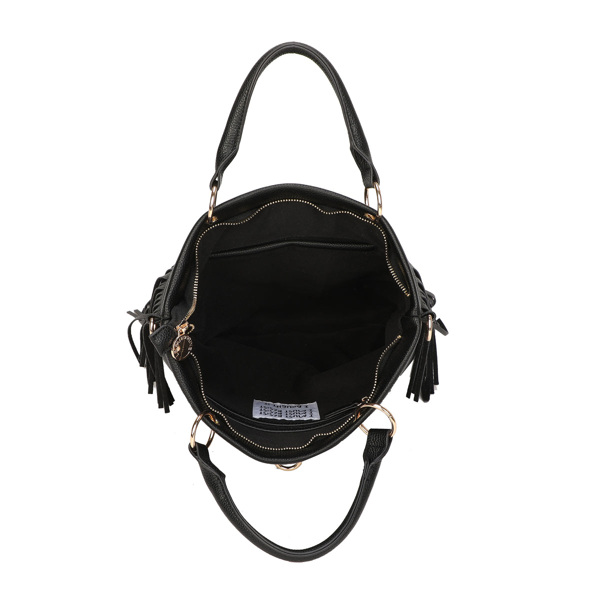 Borsa zaino Dallas trasformabile con frange colore nero - Borse Donna | Le Pandorine