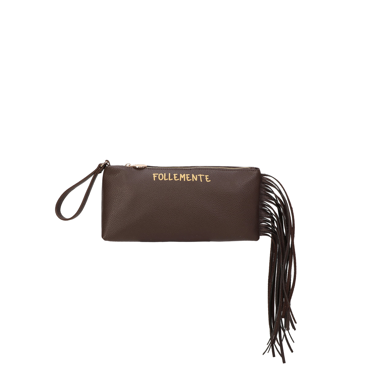 PF2611B16.C60 - Pochette Dallas con frange e polsiera colore testa di moro - MARRONE | Le Pandorine