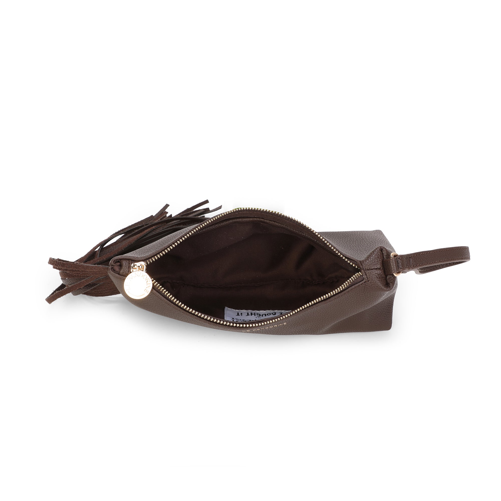 PF2611B16.C60 - Pochette Dallas con frange e polsiera colore testa di moro - MARRONE | Le Pandorine