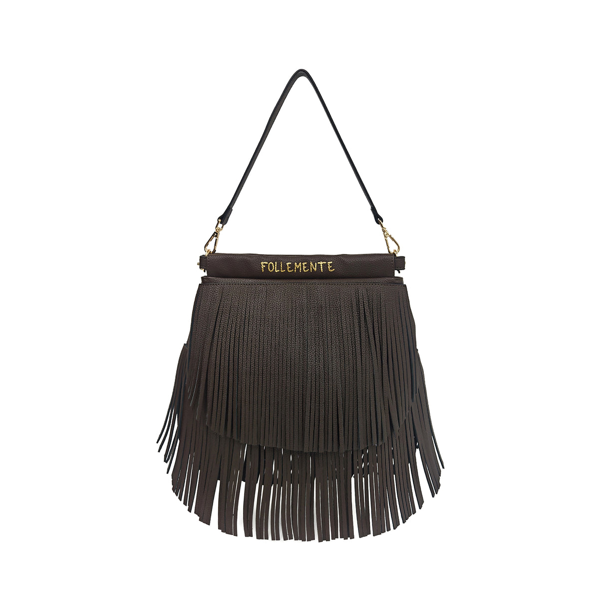 Dallas shoulder bag with dark brown fringes - Shoulder Bags | Le Pandorine