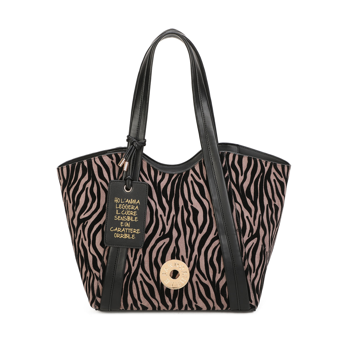 Vicky shopping bag with dove grey animal print - Shopping Bags | Le Pandorine