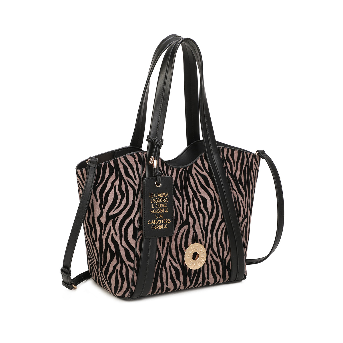 Vicky shopping bag with dove grey animal print - Shopping Bags | Le Pandorine
