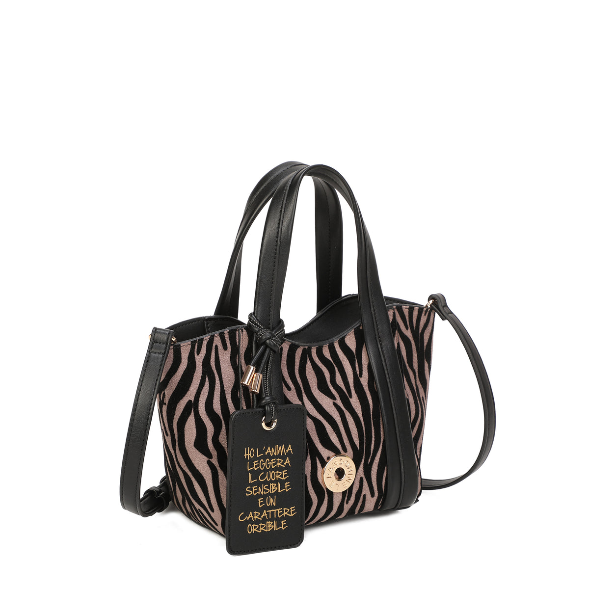 Vicky mini bag with dove grey animal print - Shopping Bags | Le Pandorine