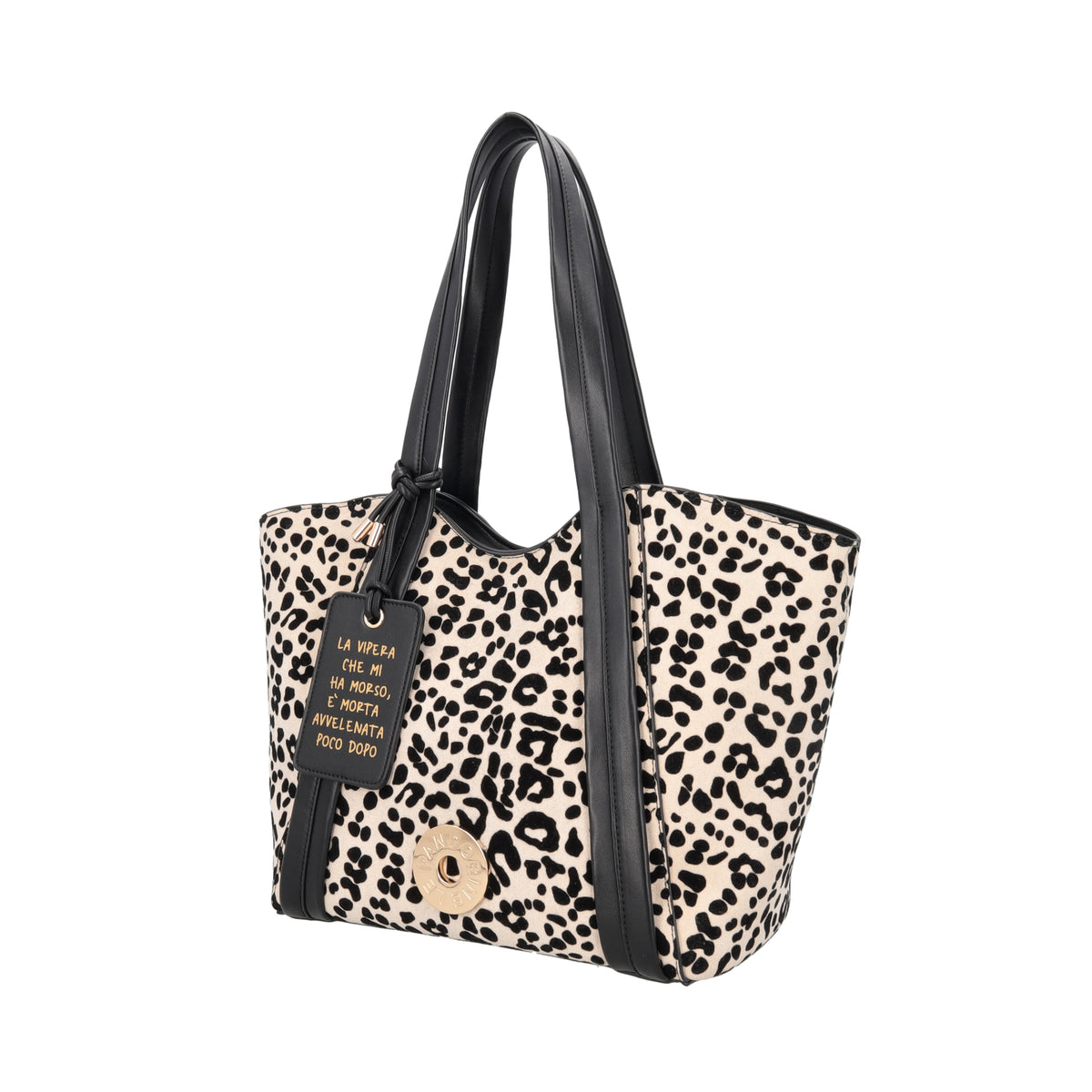 Vicky shopping bag with animal print in white - Shopping Bags | Le Pandorine