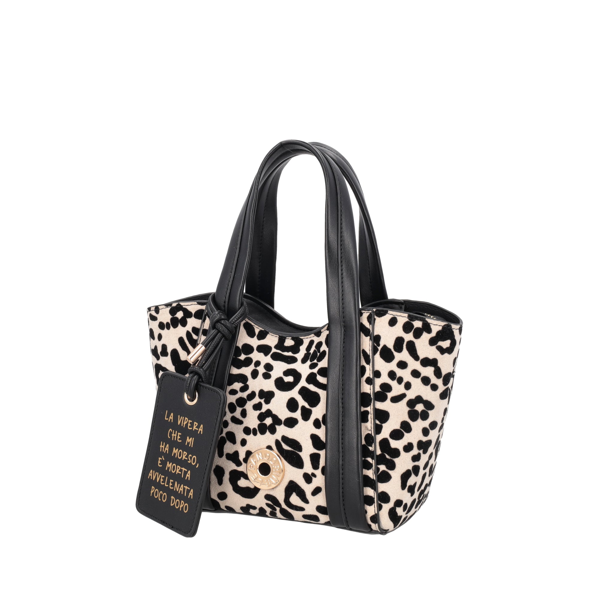 PF2615B78.C00 - Mini bag a mano Vicky con stampa animalier colore bianco - BIANCO | Le Pandorine