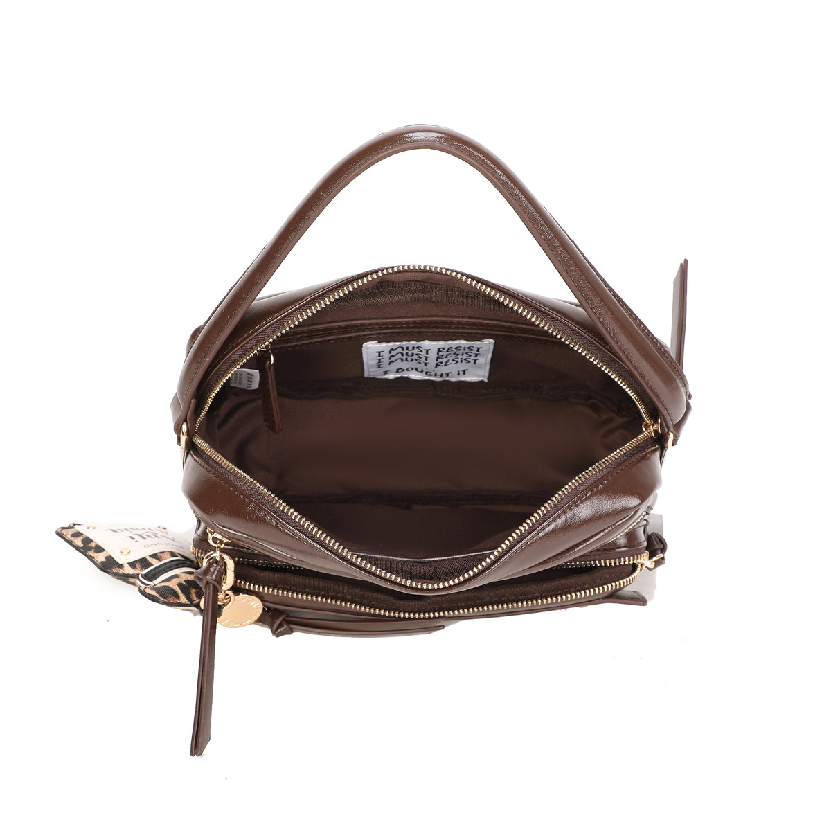 Profumina shoulder bag with removable dark brown tag - Shoulder Bags | Le Pandorine