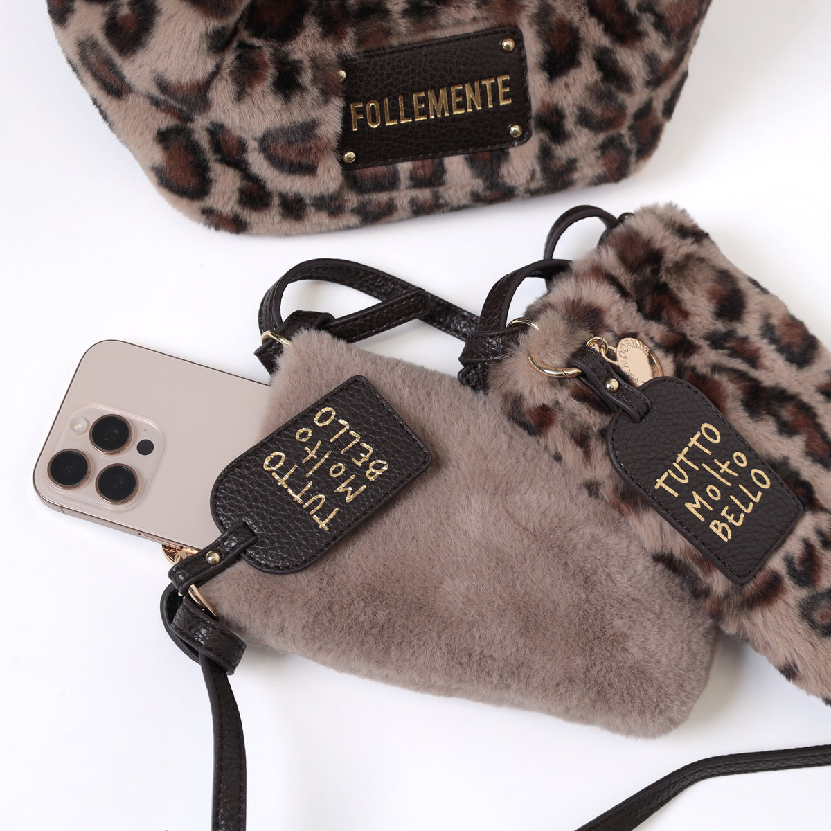 PF2621B76.06M - Oslo shoulder bag in spotted teddy color - BROWN | Le Pandorine