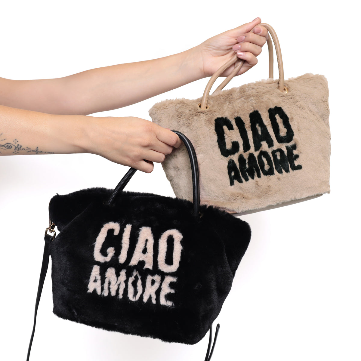 Tote bag Stoccolma "Ciao Amore" colore sabbia - Borse Donna | Le Pandorine