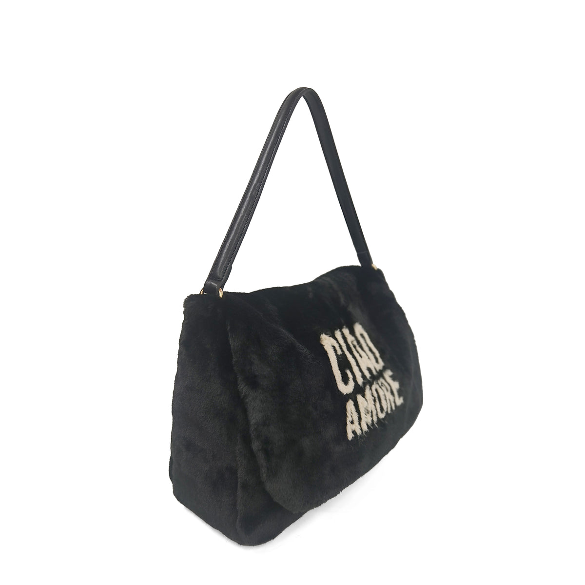 PF2623B82.C99 - Borsa a spalla Stoccolma con pelliccia sintetica colore nero - NERO | Le Pandorine
