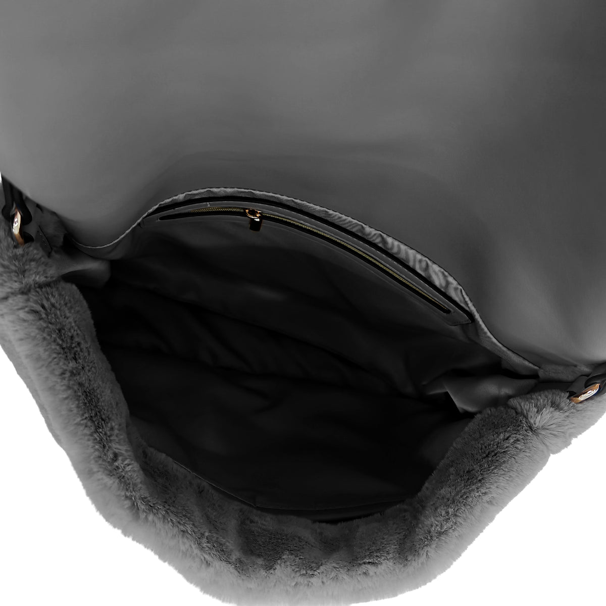 PF2623B82.C99 - Borsa a spalla Stoccolma con pelliccia sintetica colore nero - NERO | Le Pandorine