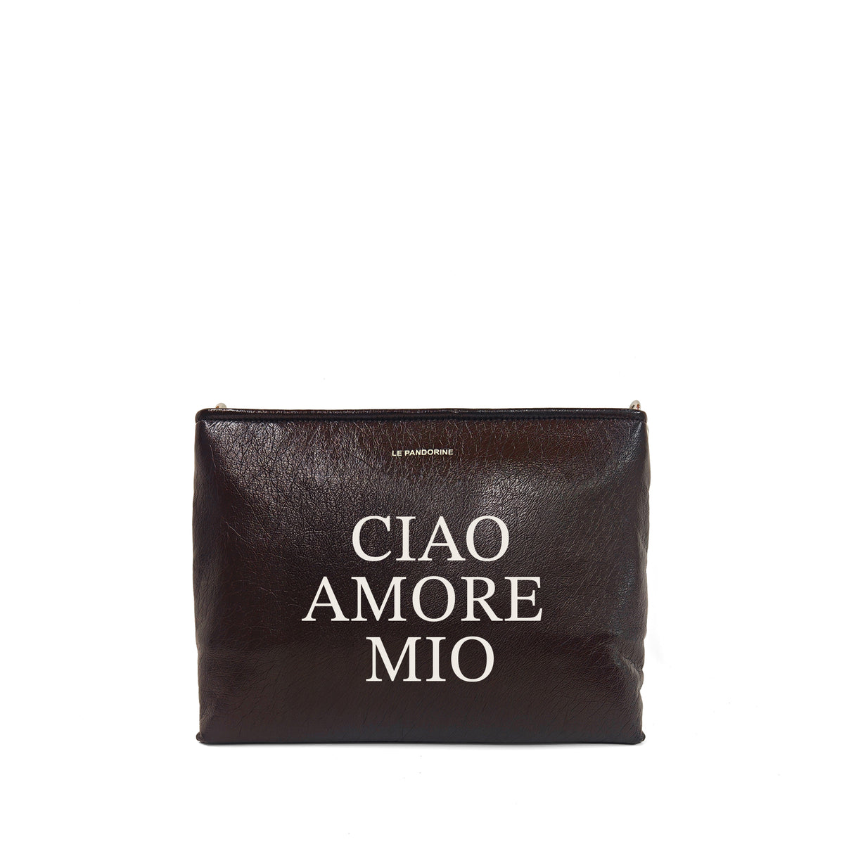 Shiny Colorado shoulder bag with dark brown phrase - Women's Crossbody Bag | Le Pandorine