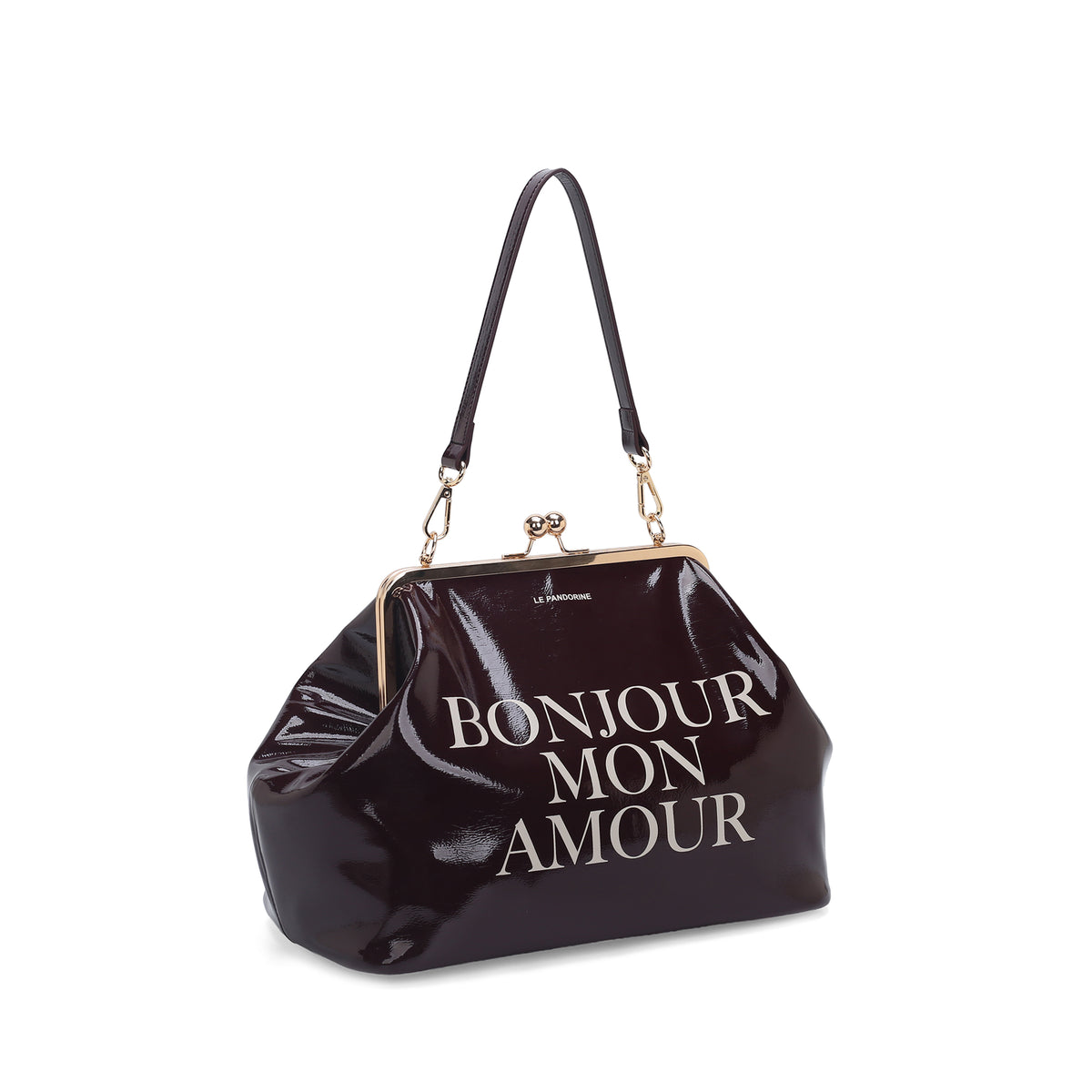 Nizza shoulder bag in burgundy patent leather - Shoulder Bags | Le Pandorine