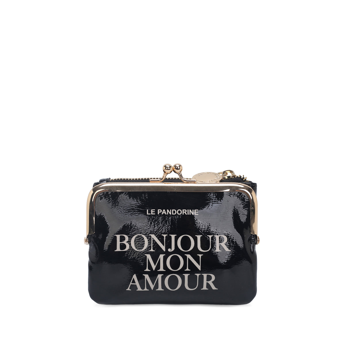PF2629B74.C99 - Pochette doppia Nizza in vernice colore nero - BLACK | Le Pandorine