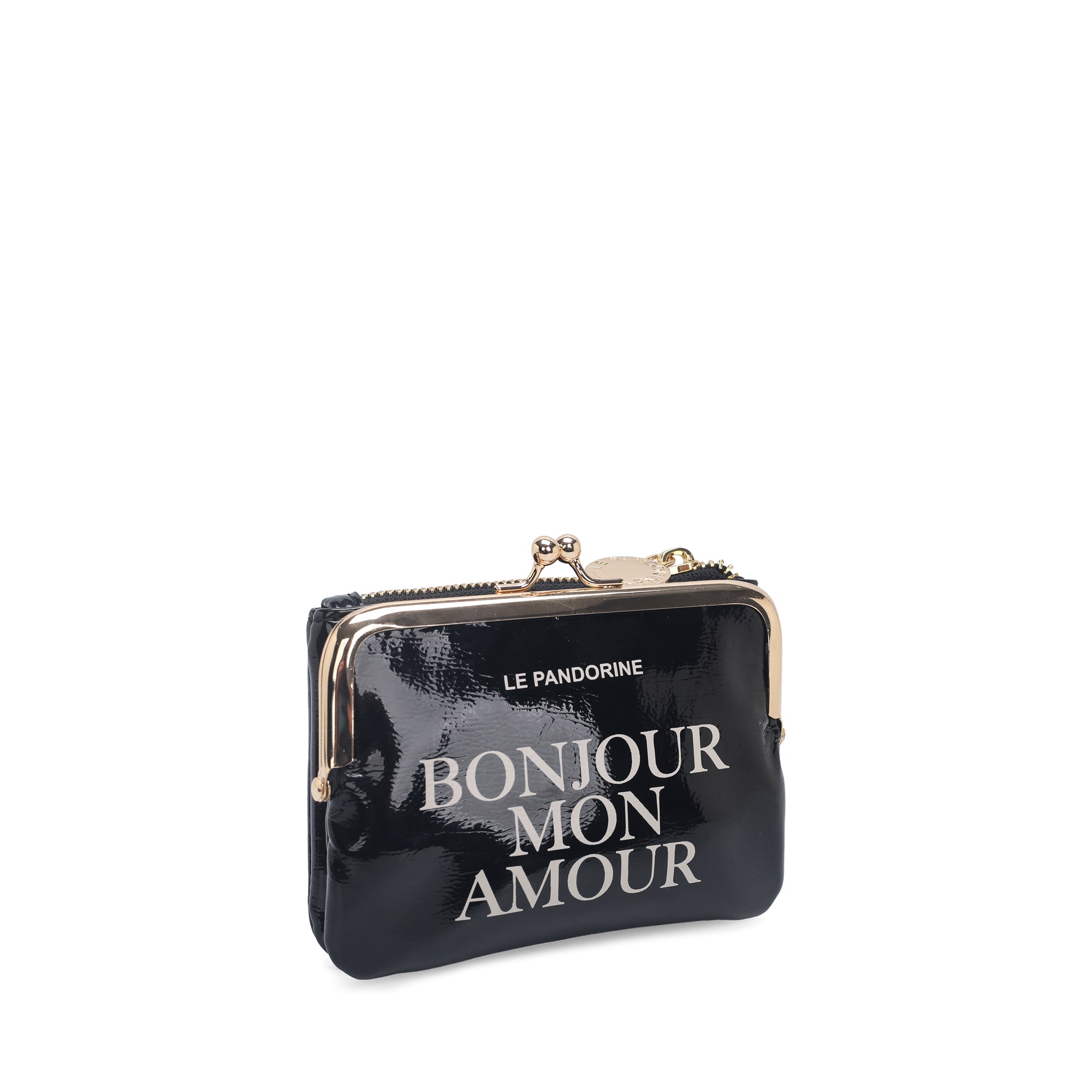 PF2629B74.C99 - Pochette doppia Nizza in vernice colore nero - BLACK | Le Pandorine