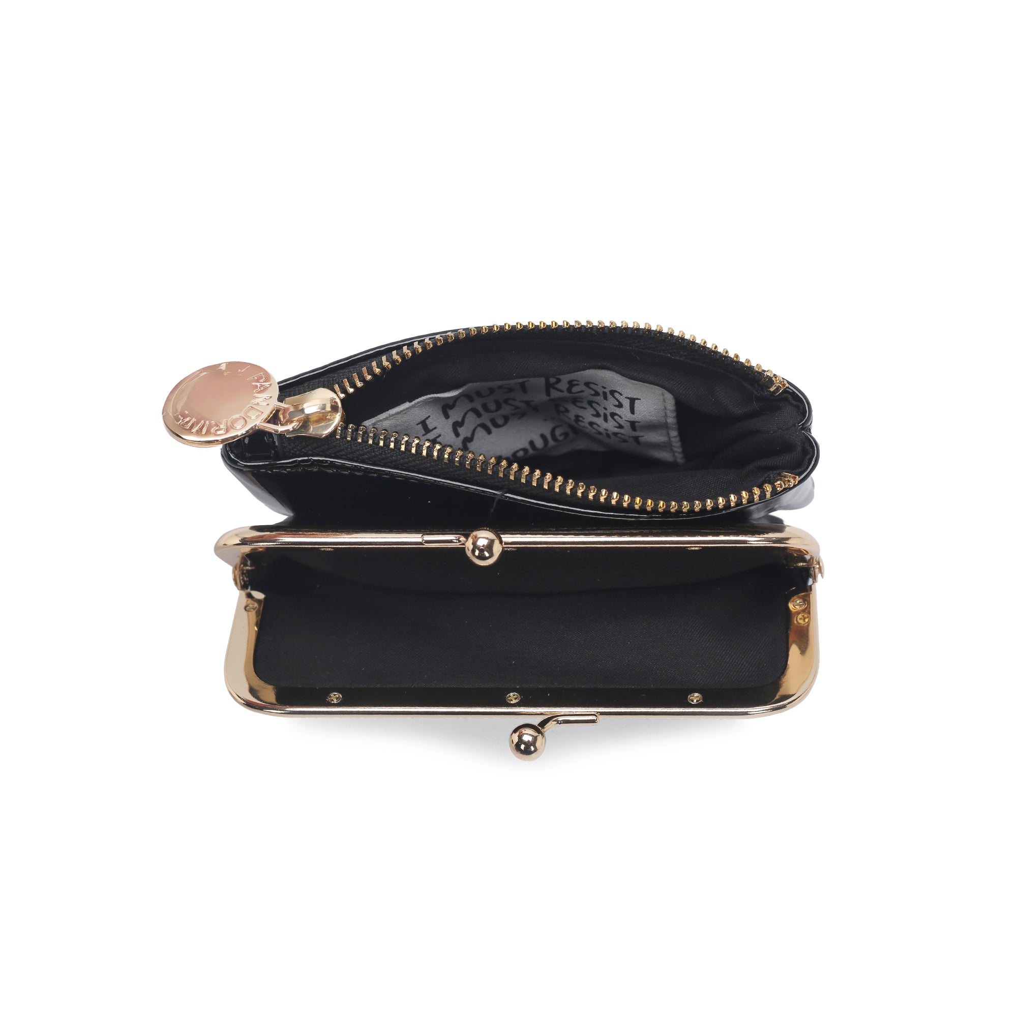 PF2629B74.C99 - Pochette doppia Nizza in vernice colore nero - BLACK | Le Pandorine