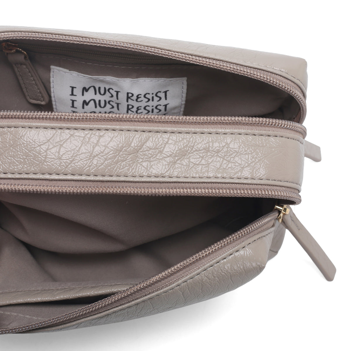 Trousse Pillole con scritta colore tortora - Pochette | Le Pandorine