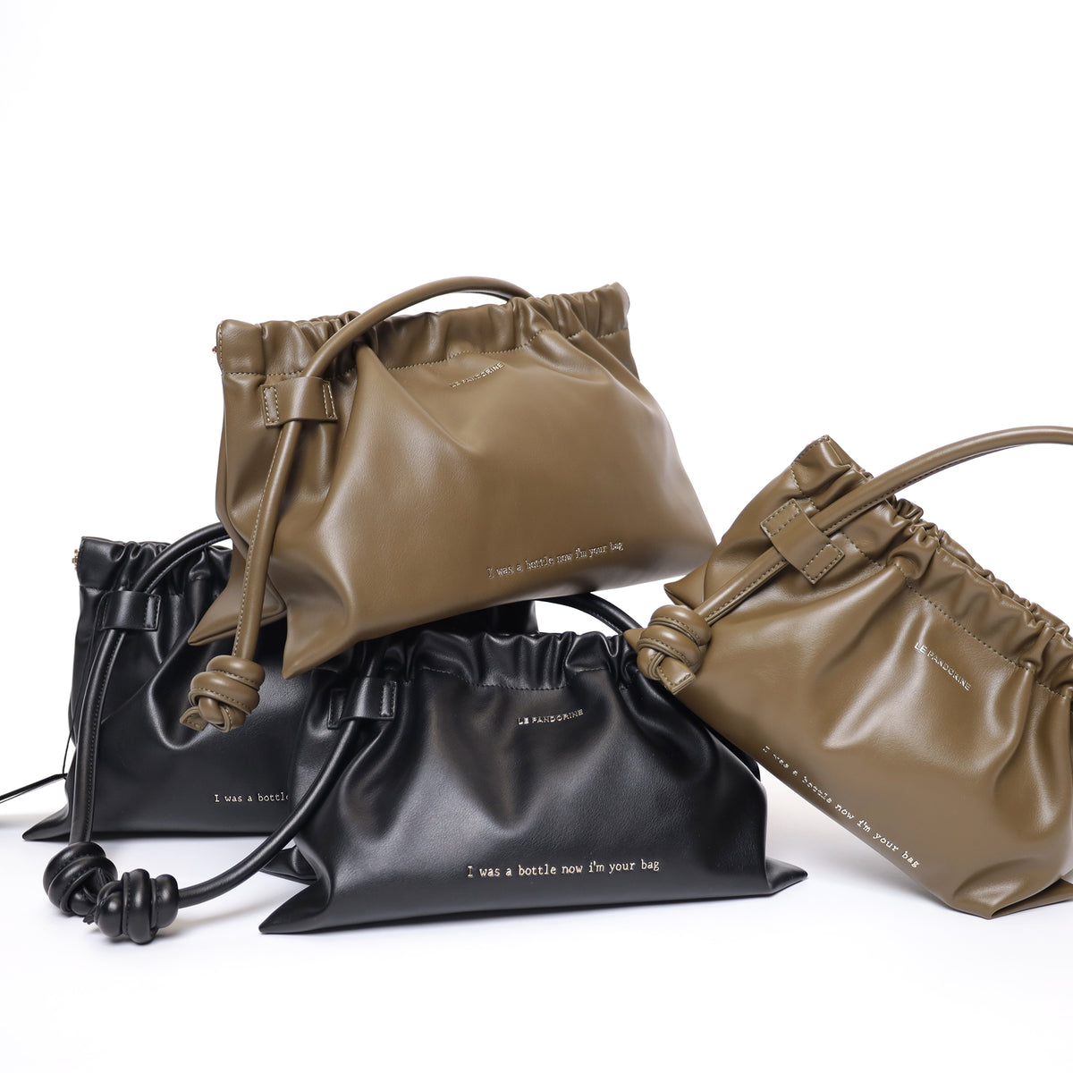 PF263B540.C41 - Borsa a spalla Bottle in materiale riciclato colore verde militare - VERDE | Le Pandorine