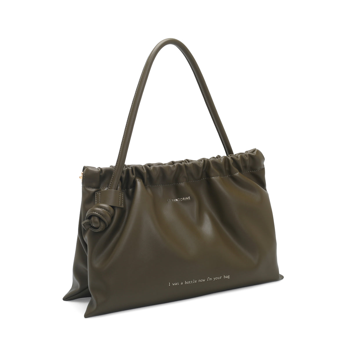 Bottle shoulder bag in recycled material in military green color - Shoulder Bags | Le Pandorine