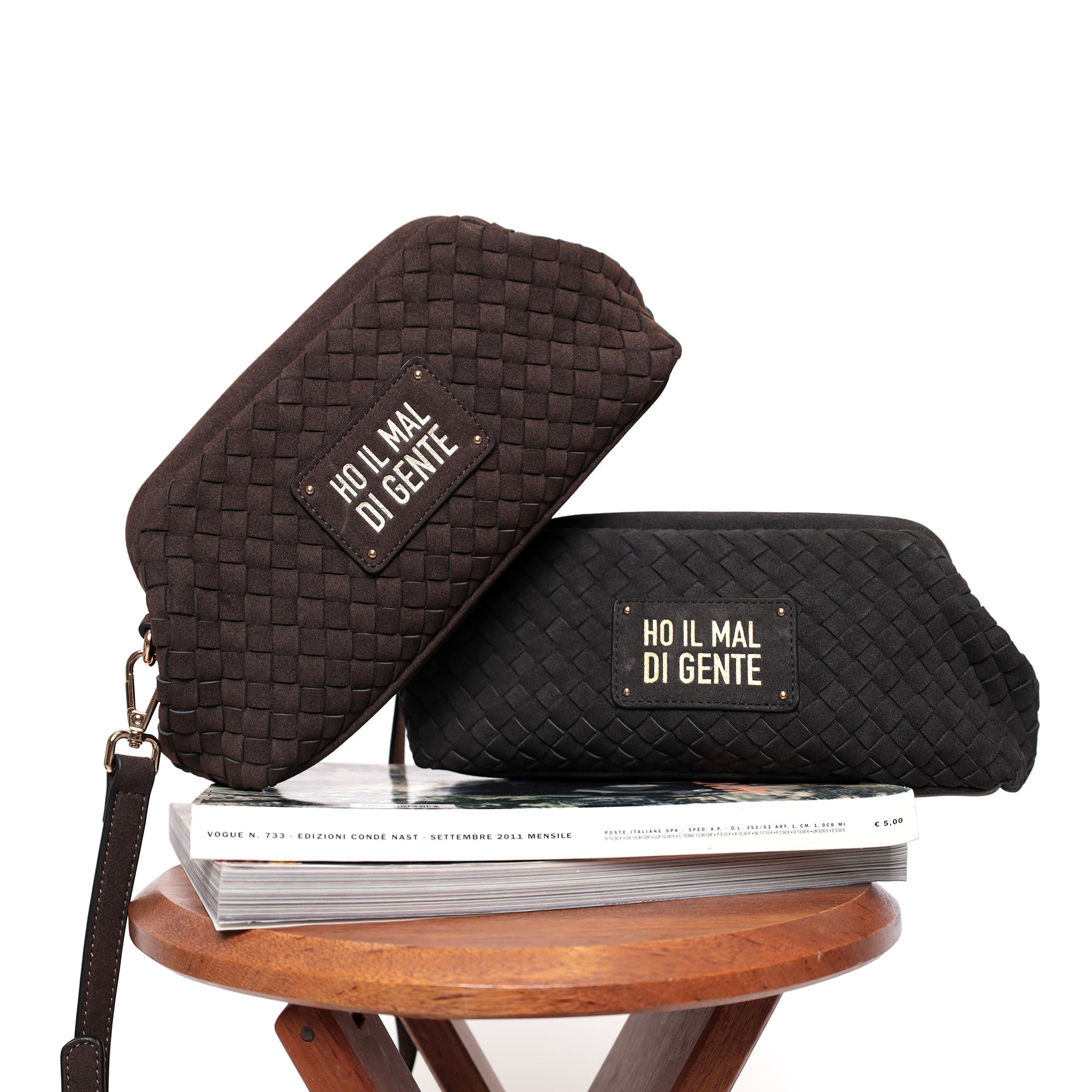 PF268B586.C99 - Pouch intrecciata Panama colore nero - NERO | Le Pandorine