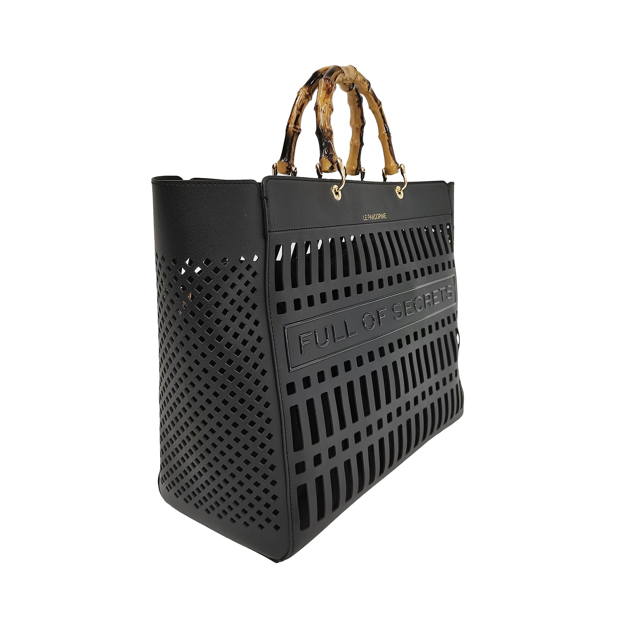 black Laser Handbag - Women's Handbags | Le Pandorine