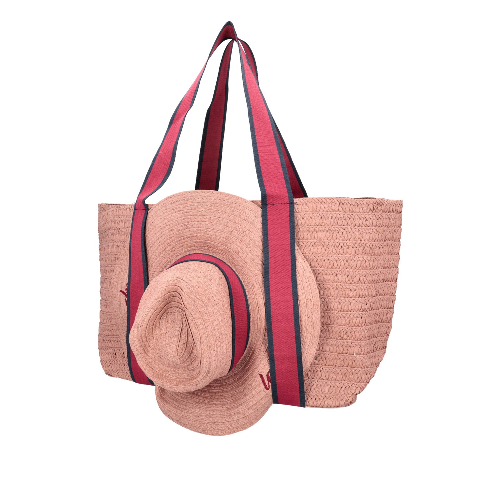 fuchsia Chapeau Bag With Front Handles Hat Holder - Shopping Bags | Le Pandorine