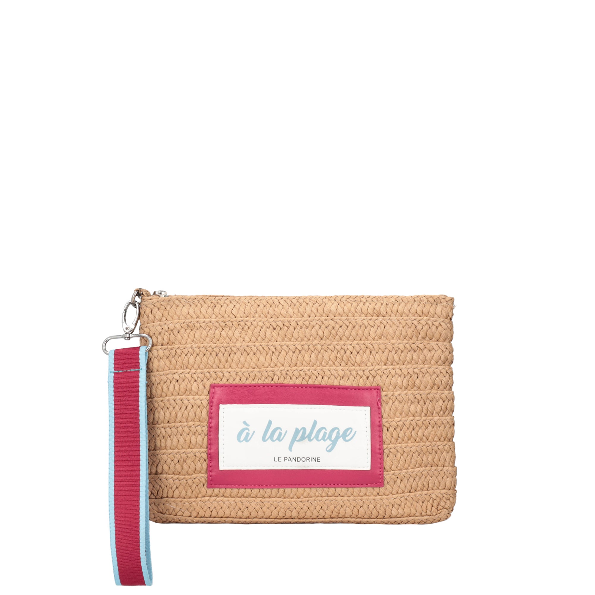 beige Raffia Chapeau Clutch With Ribbon Wristband - NATURAL | Le Pandorine