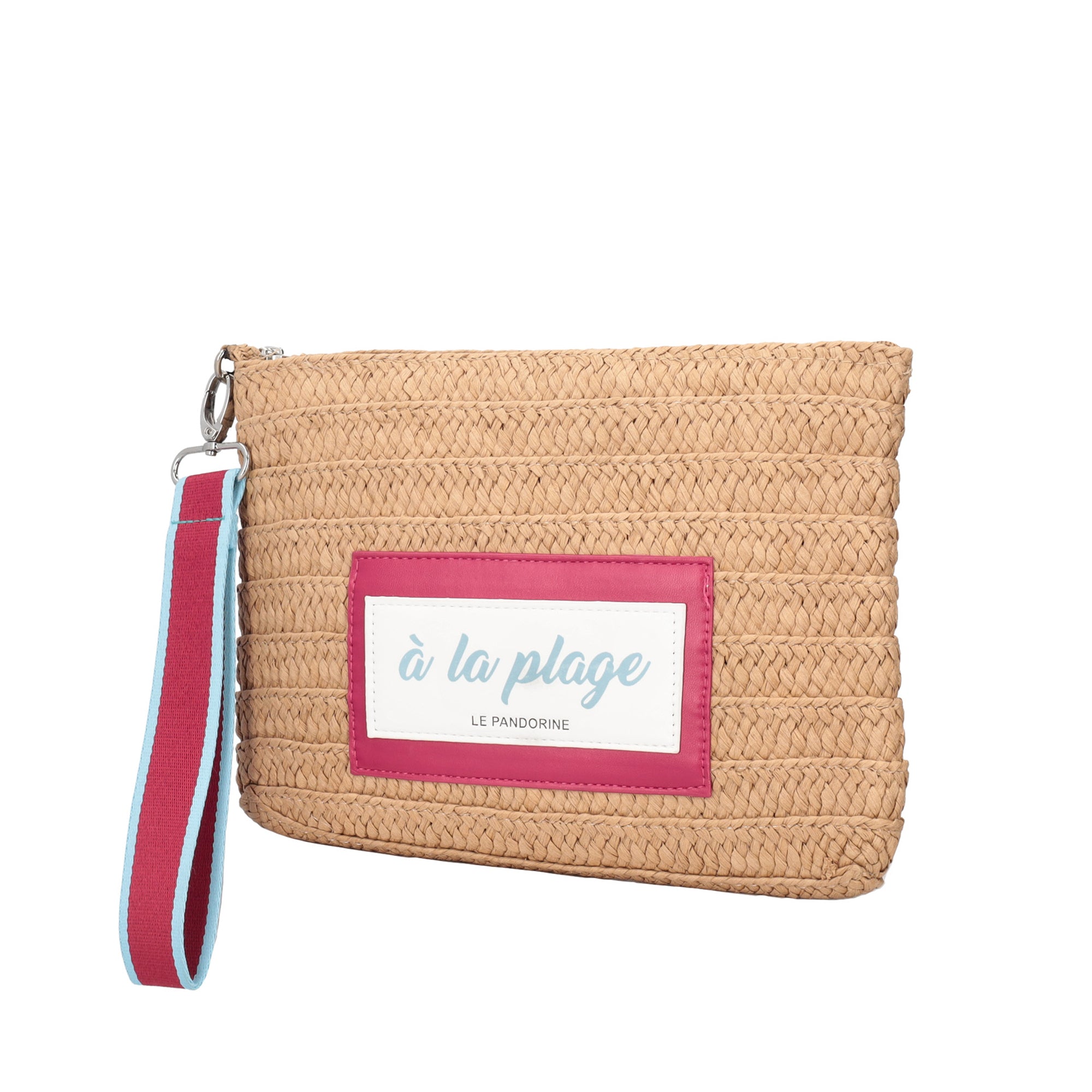 beige Raffia Chapeau Clutch With Ribbon Wristband - NATURAL | Le Pandorine