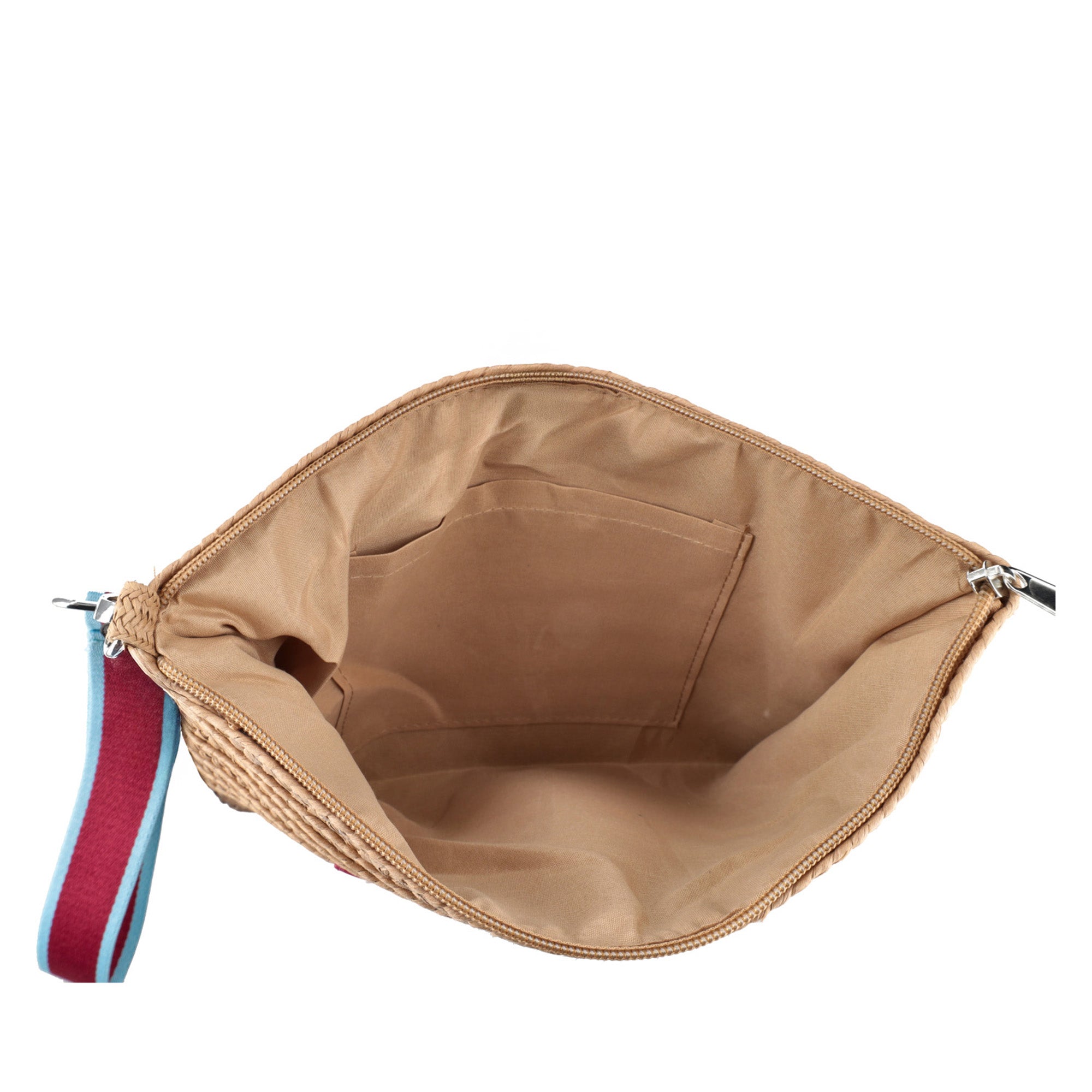 beige Raffia Chapeau Clutch With Ribbon Wristband - NATURAL | Le Pandorine