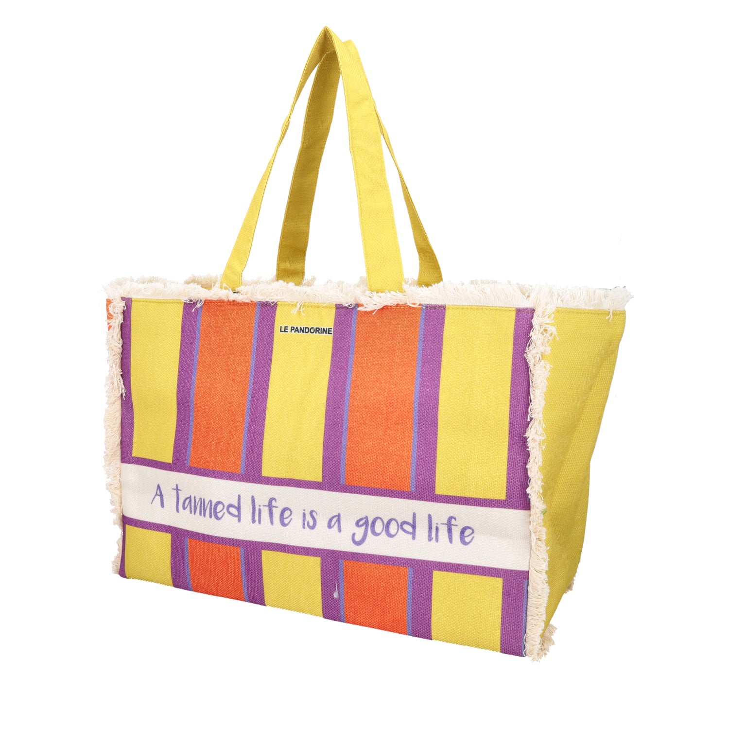 dark purple Marina Beach Bag Fringed - Shopping Bags | Le Pandorine