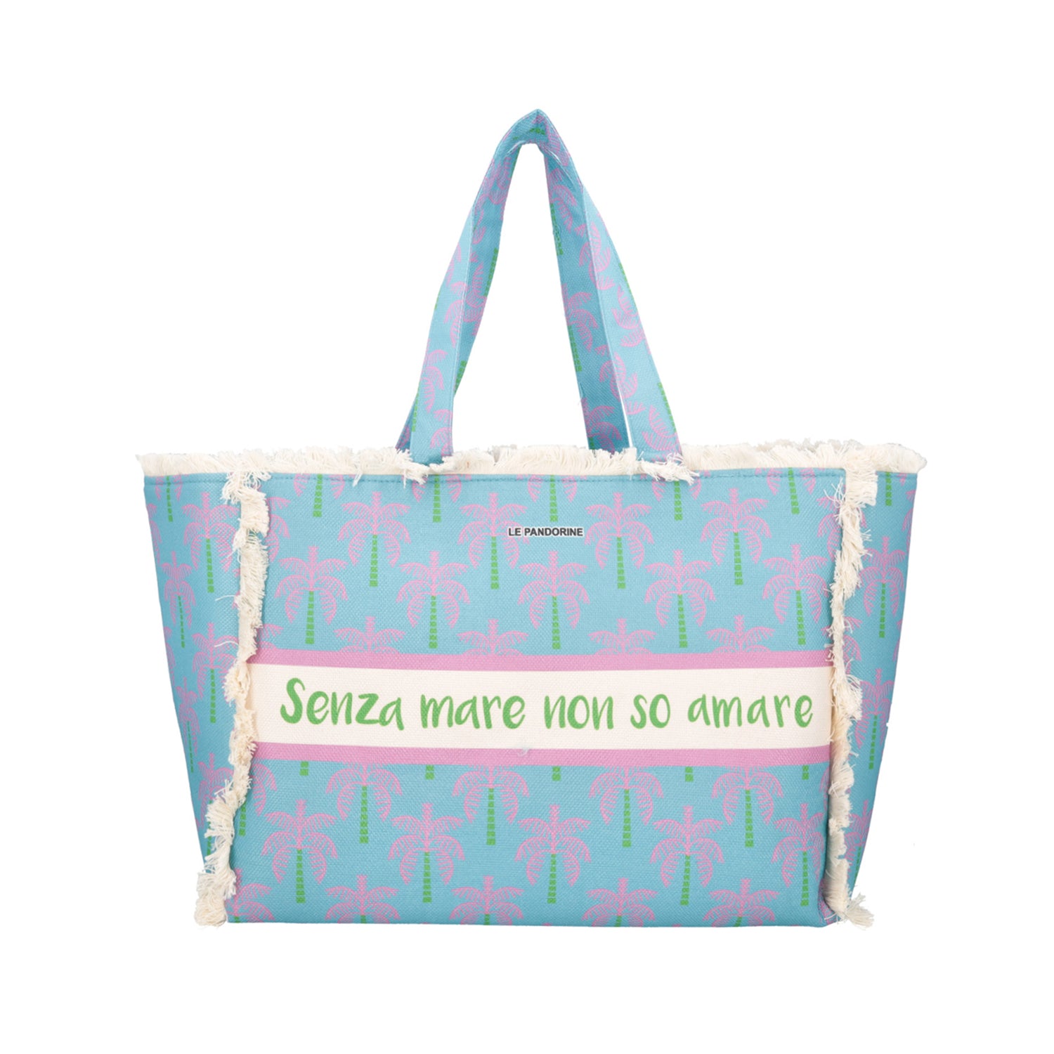 turquoise Marina Beach Bag Fringed - Shopping Bags | Le Pandorine