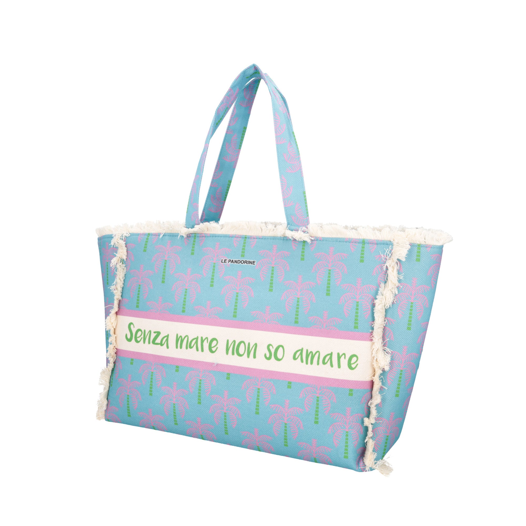 turquoise Marina Beach Bag Fringed - Shopping Bags | Le Pandorine
