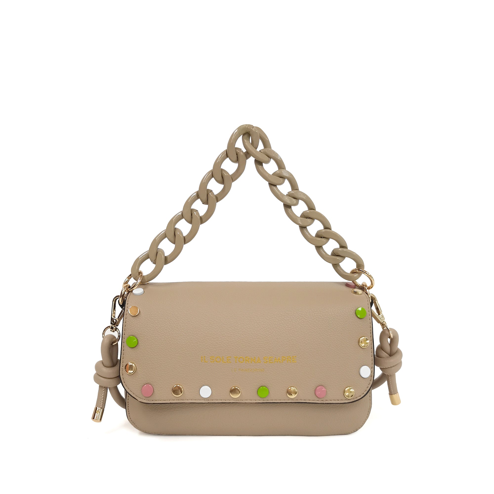 Natural Brenda Clutch With Studs Multicolor - NATURAL | Le Pandorine