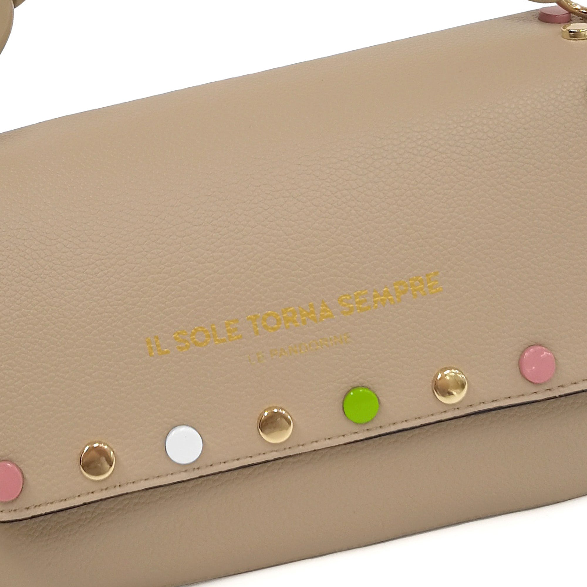 Natural Brenda Clutch With Studs Multicolor - NATURAL | Le Pandorine