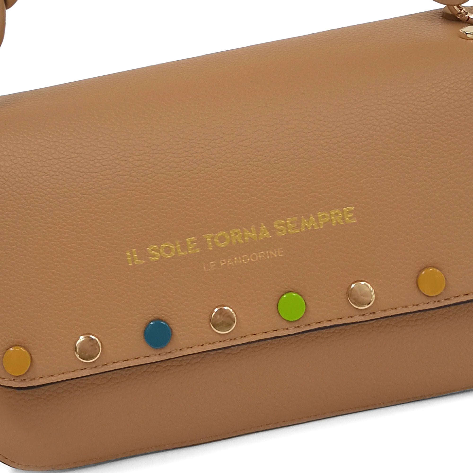 Tobacco Brenda Clutch With Studs Multicolor - BROWN | Le Pandorine