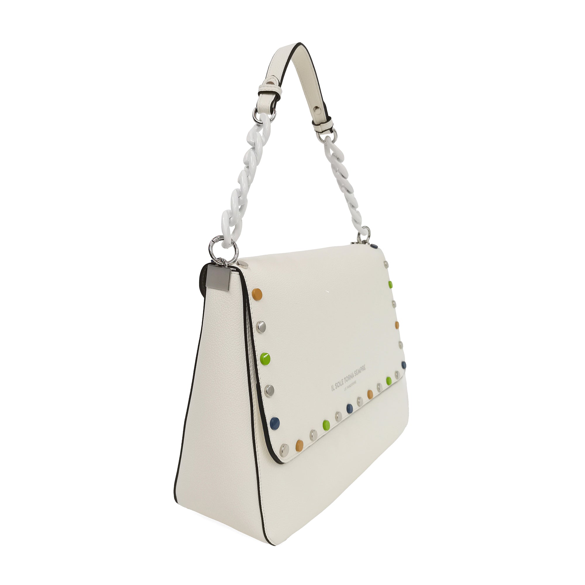 white Brenda Bag With Studs Multicolor - Shoulder Bags | Le Pandorine