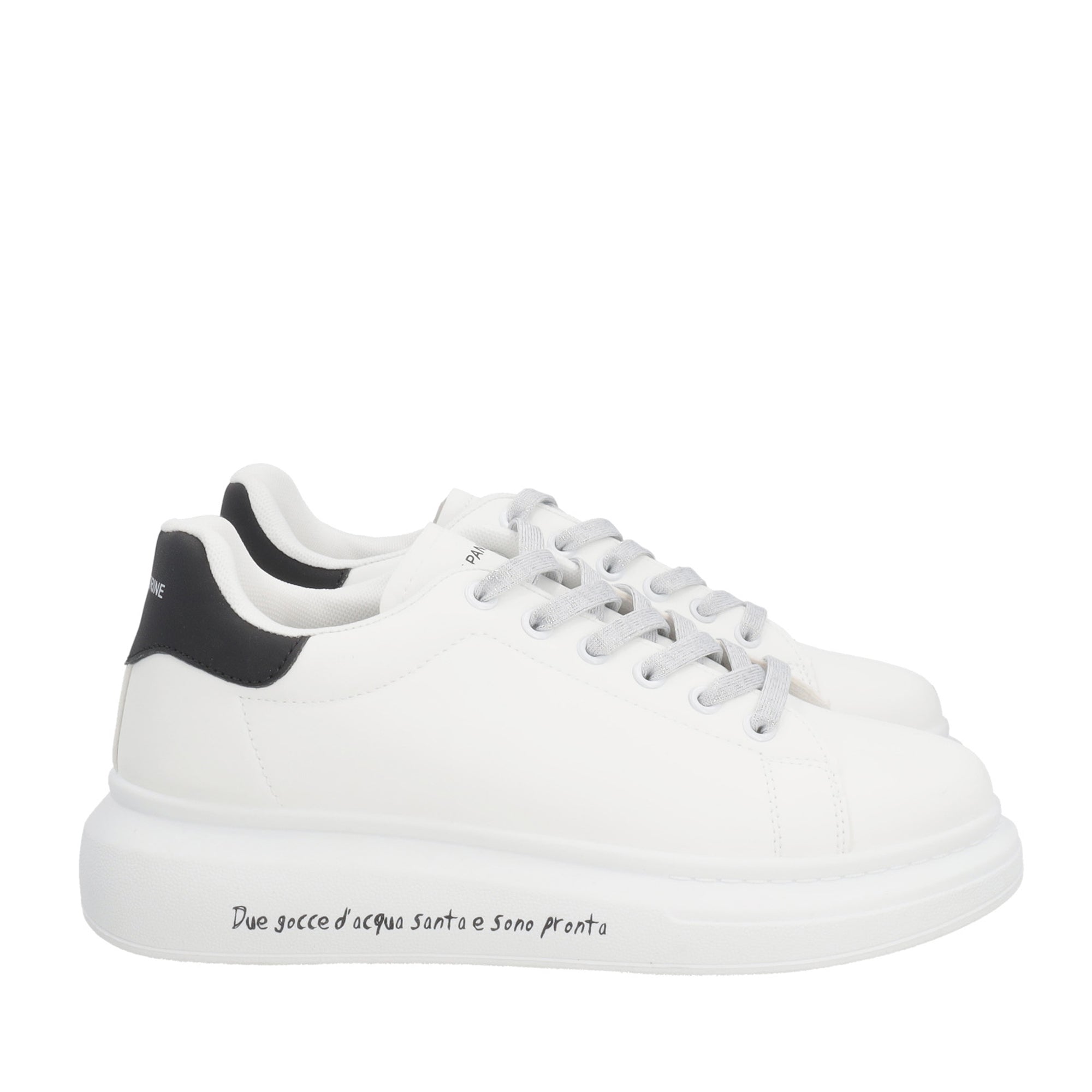 PS25XS001.00A.38 - white/black Sneakers With Claim And Strings Lurex - WHITE | Le Pandorine