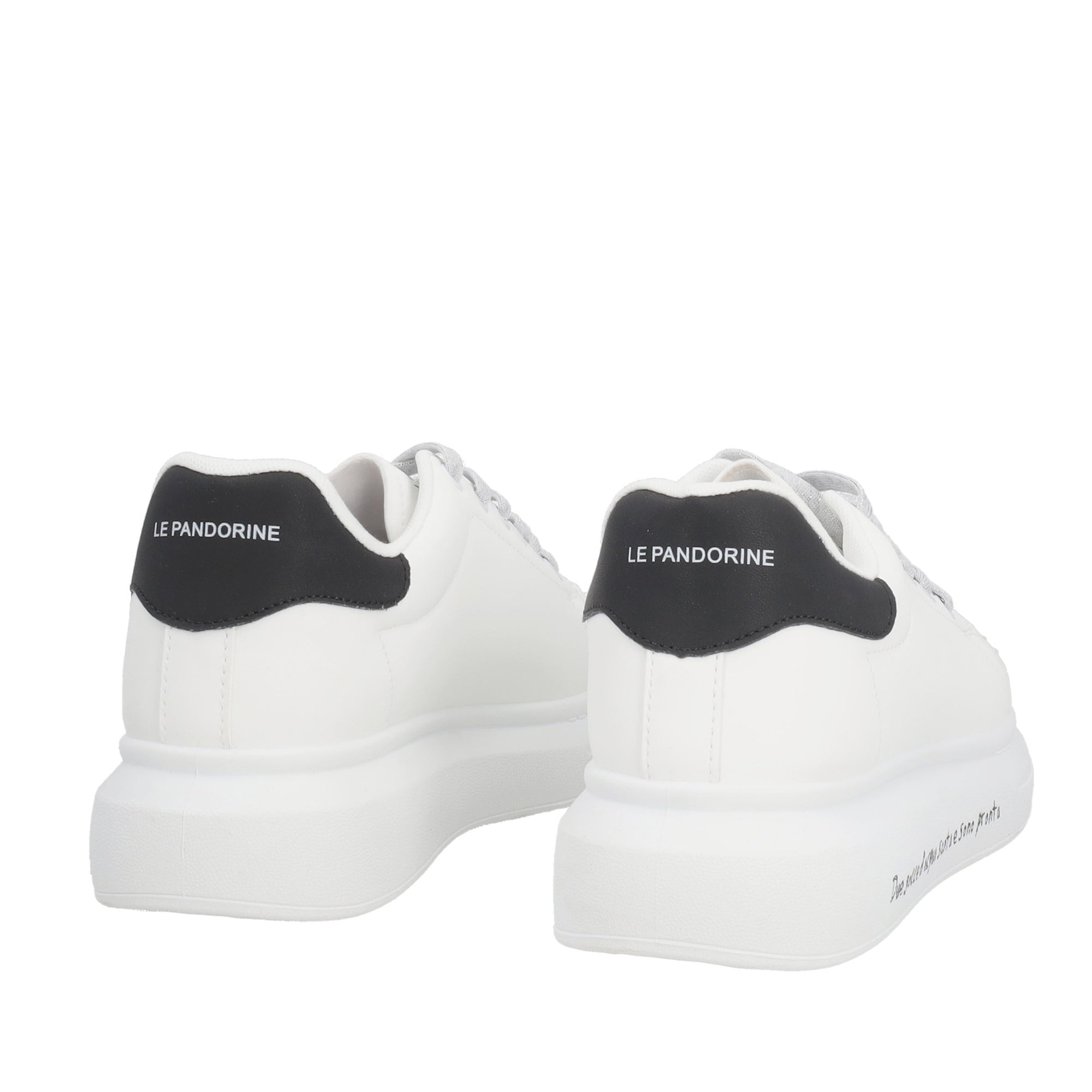 PS25XS001.00A.38 - white/black Sneakers With Claim And Strings Lurex - WHITE | Le Pandorine