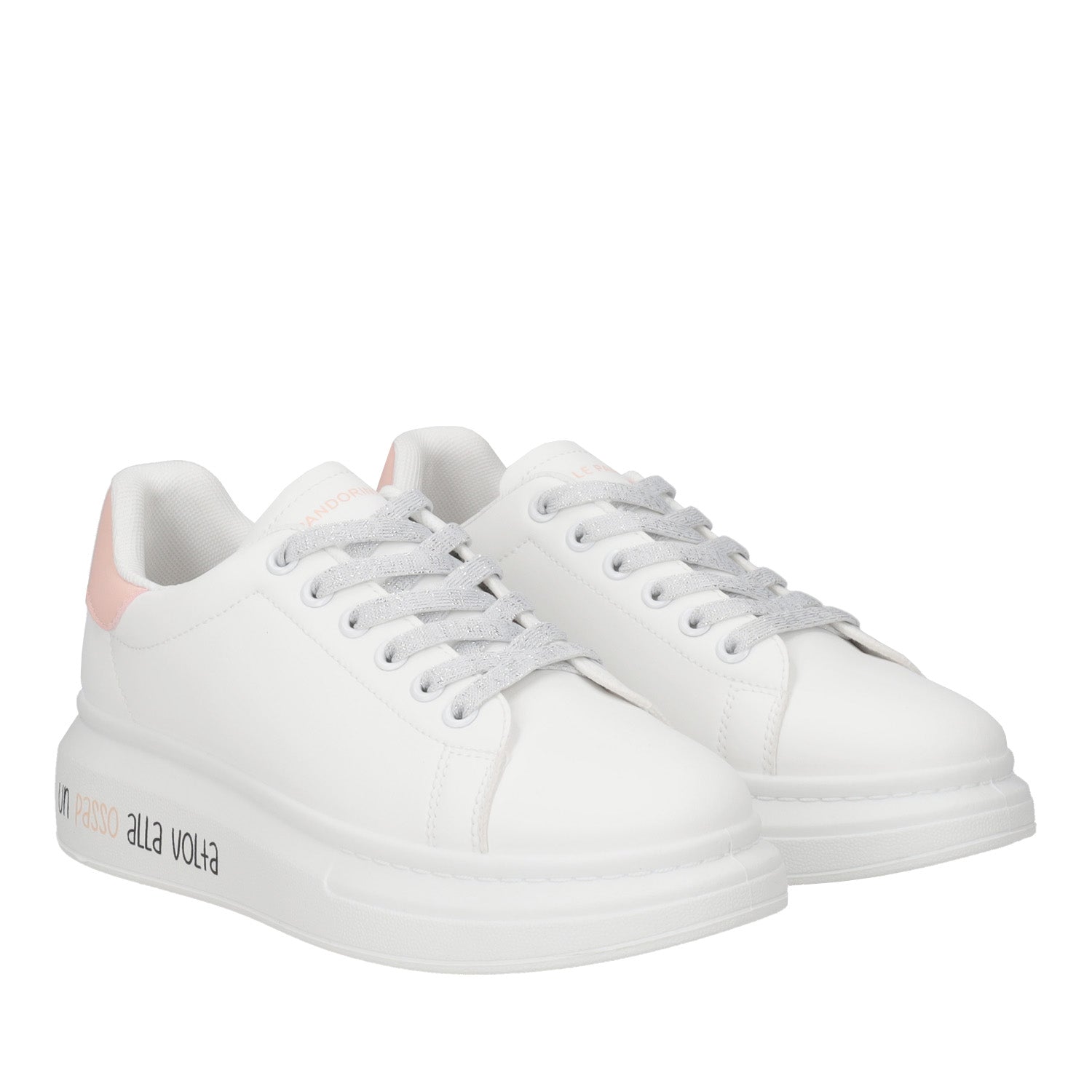 wihte/pink Sneakers With Claim And Strings Lurex - PINK | Le Pandorine