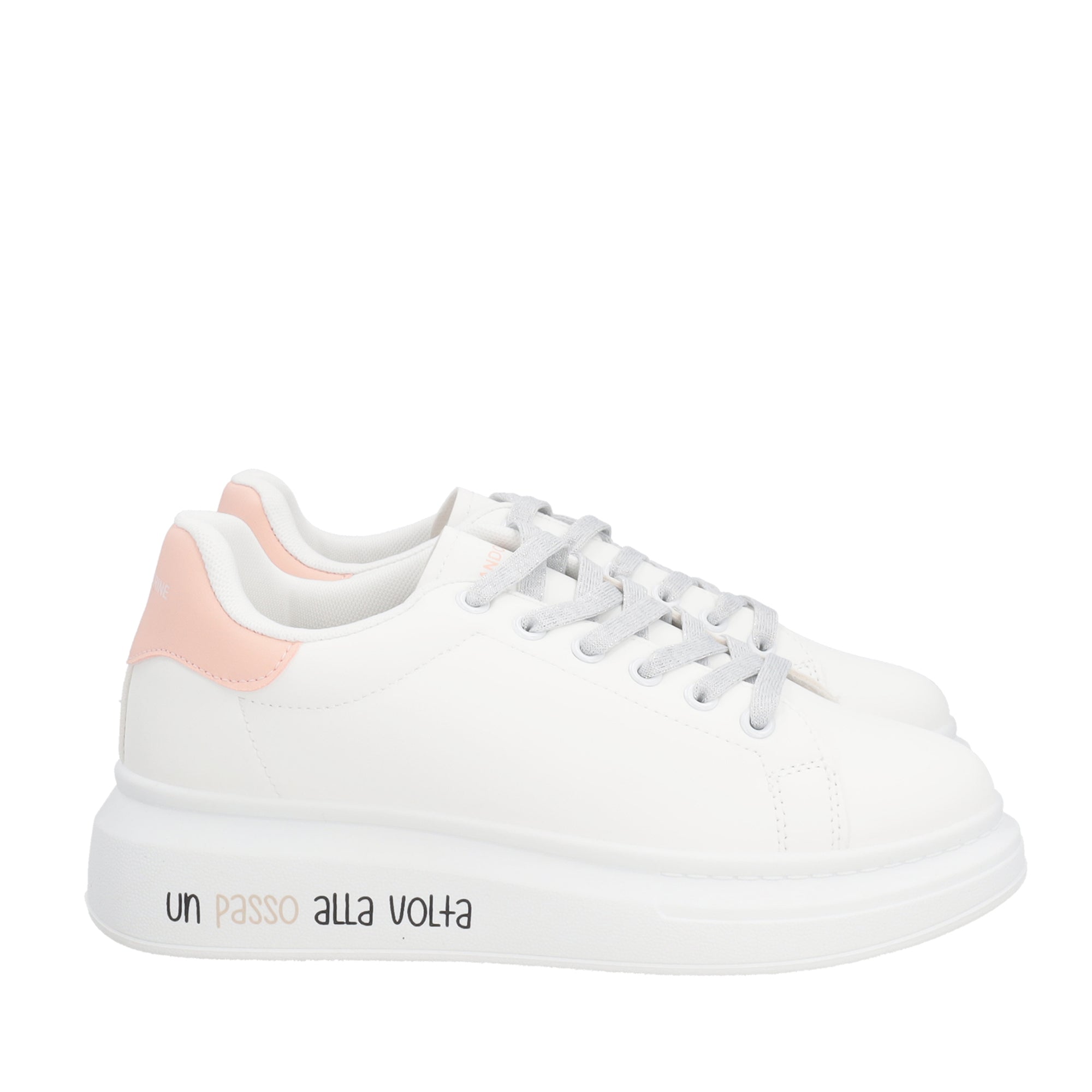 PS25XS001.00S.38 - wihte/pink Sneakers With Claim And Strings Lurex - PINK | Le Pandorine